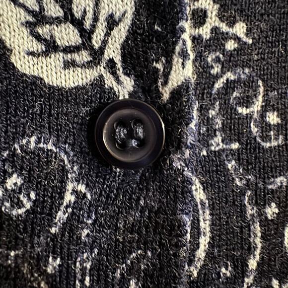 Garnet Hill Merino Wool Floral Knit Cardigan Lightweight Classic Size Medium - Picture 6 of 8